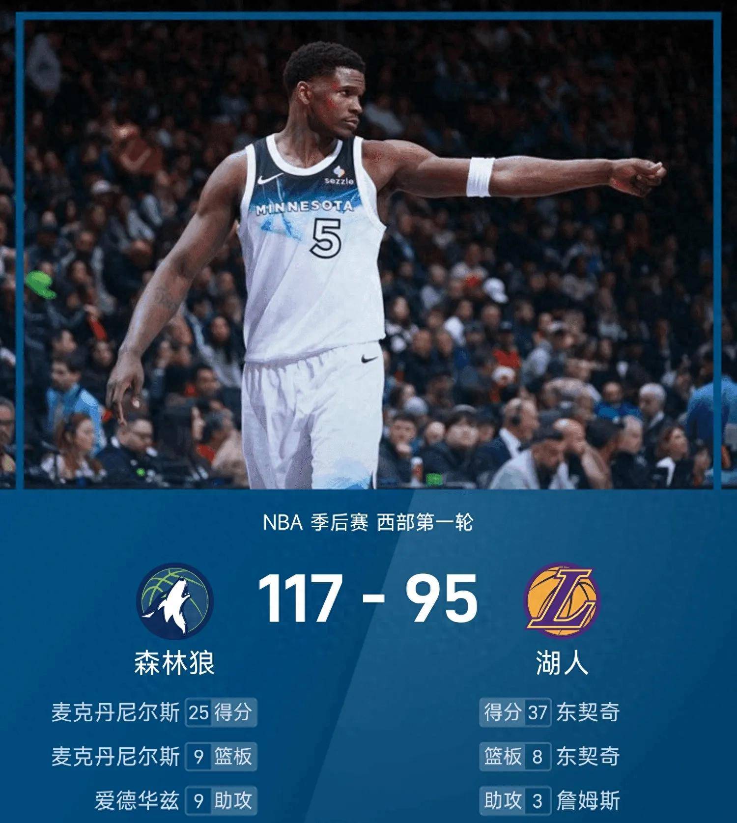 关于森林狼惨遭惊天逆转,主场失利遭湖人绝杀的信息 关于森林狼惨遭惊天逆转,主场失利遭湖人绝杀的信息